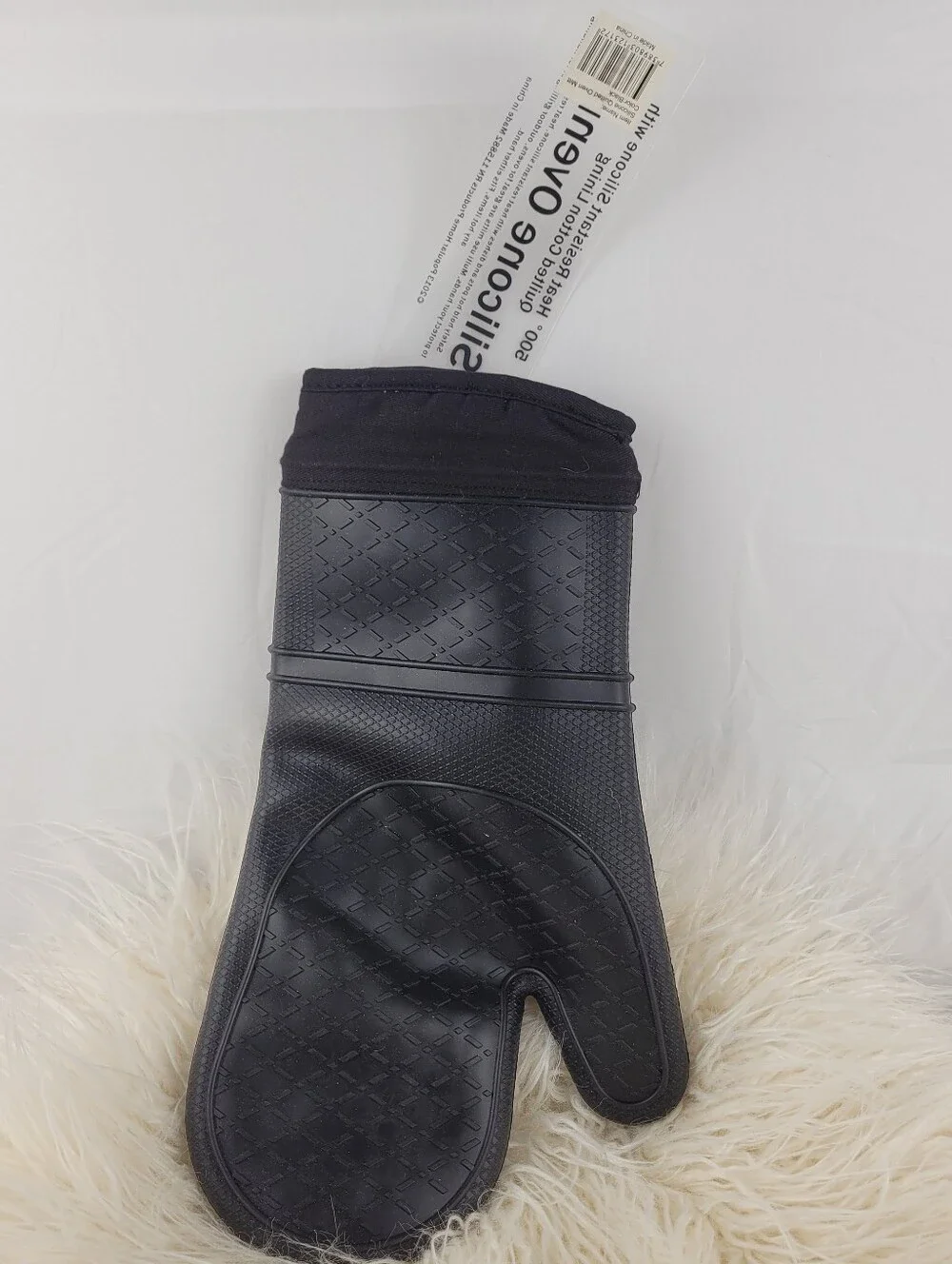 Black Silicon & Cotton Oven Mitt 500° Rating Nwt